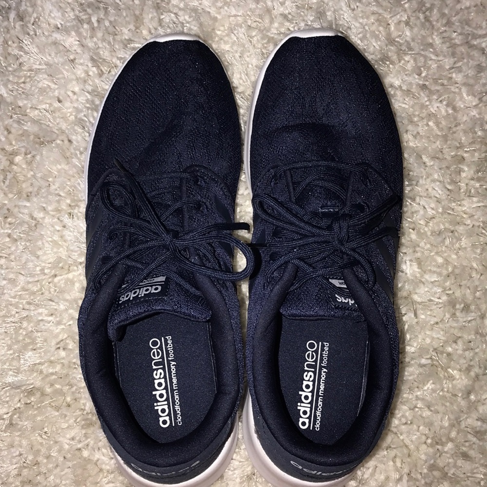 Adidas Blue sneakers.
